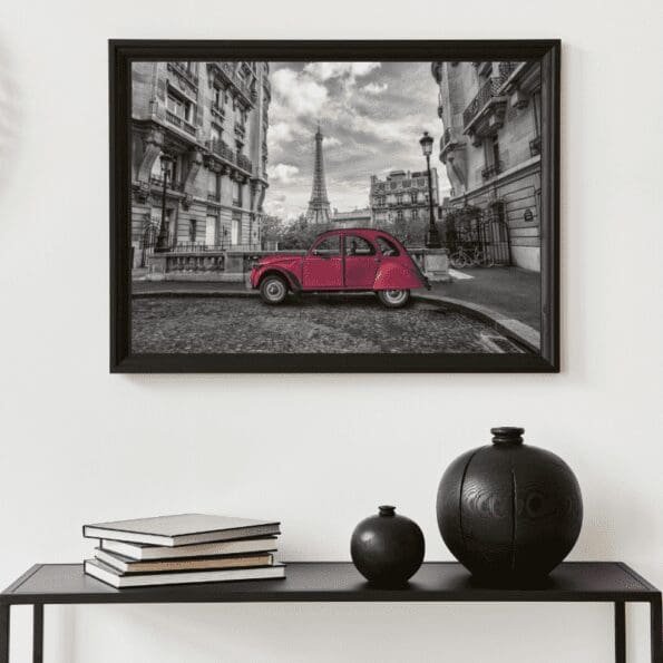 Eiffel Tower Paris Red Retro Car