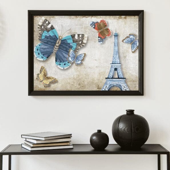 Eiffel Tower with Butterflies