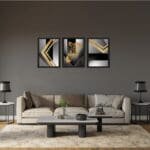 Set of Three 3D Golden Zebra Wall Art gold