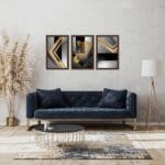 Set of Three 3D Golden Zebra Wall Art gold