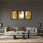 Set of Three Golden Fashion-Inspired Wall Art gold