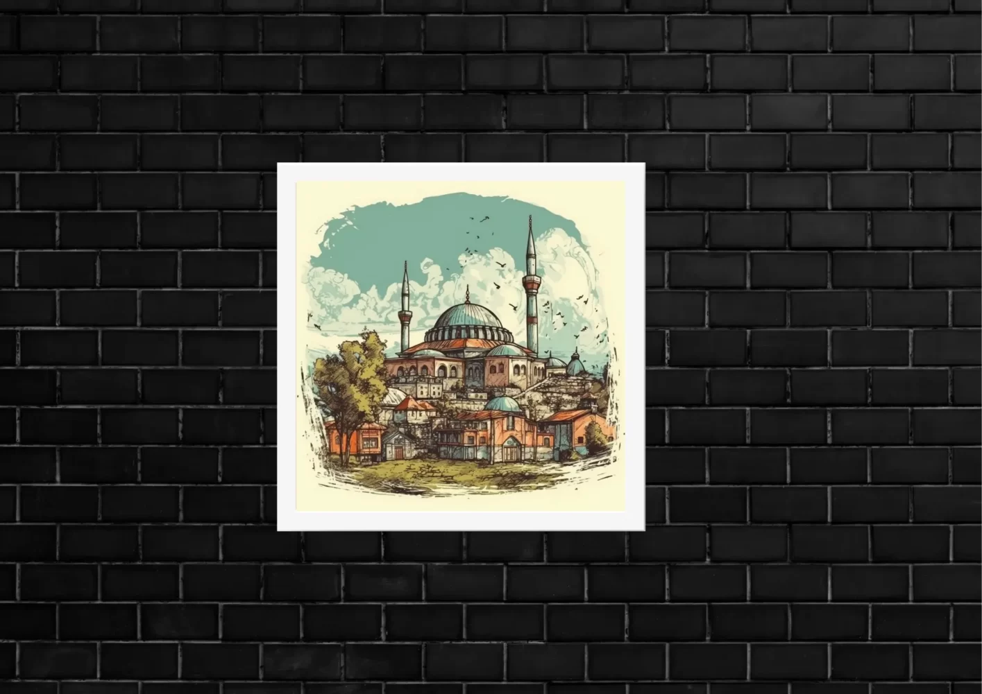 Watercolor Painting Majestic Mosque