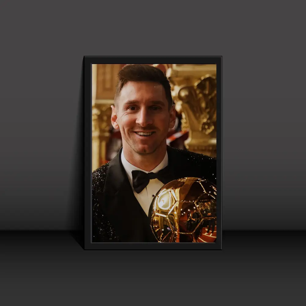 Messi Holds Golden Ball Poster Modern Art