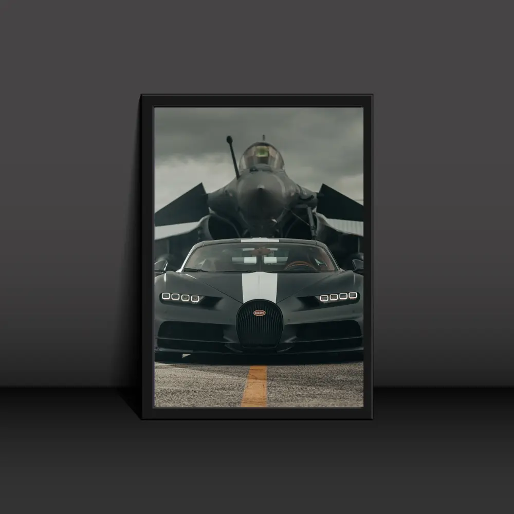 Bugatti With Fighter Jet Poster Modern Art