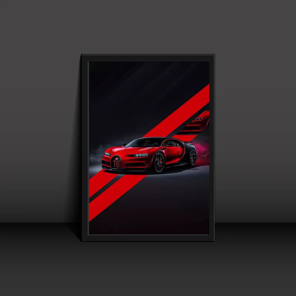 Bugatti Chiron in Red Poster Modern Art