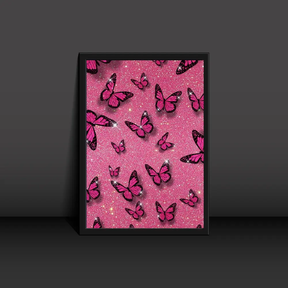 Pink Butterflies Poster Modern Art