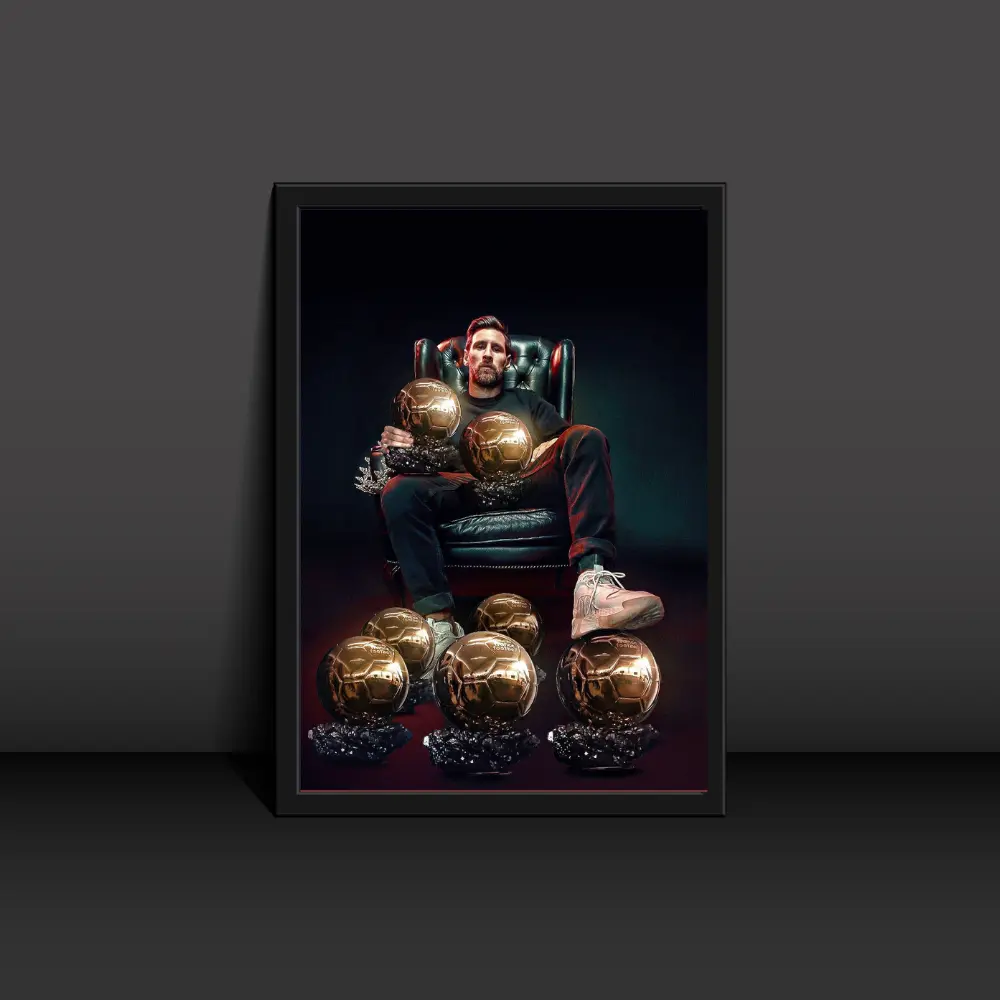 lionel Messi With 7 Golden Balls Poster Modern Art
