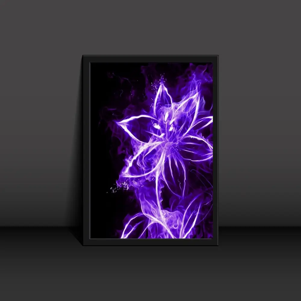 Purple Flamed Flower Poster Modern Art
