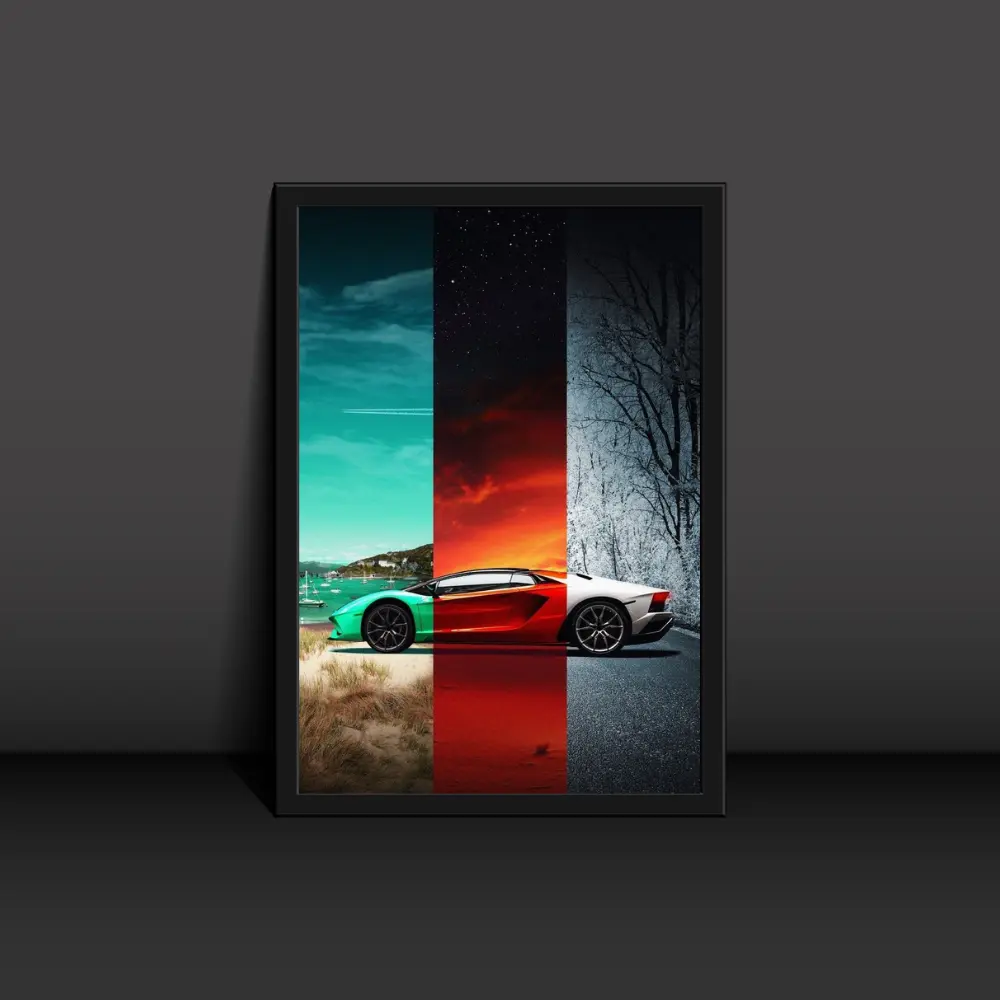 White Lamborghini Poster Modern Art