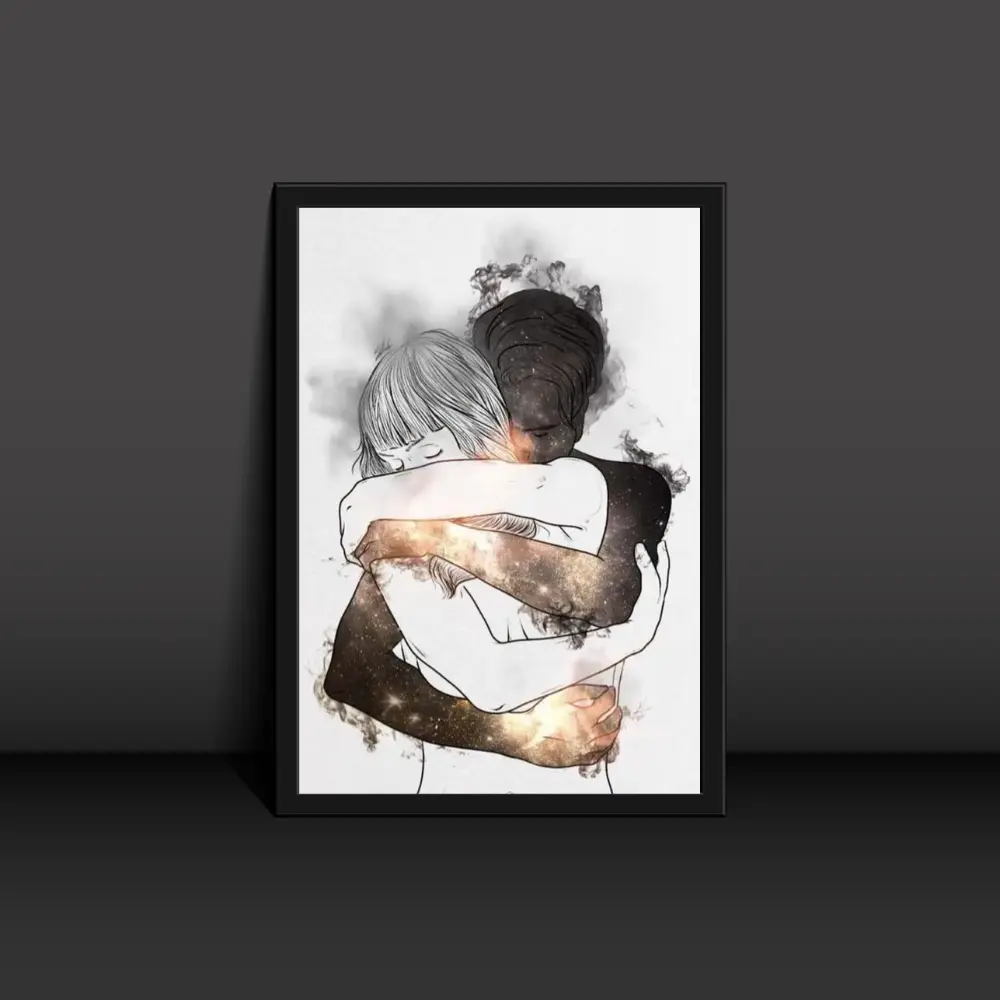 Lovely Couple Hugging Poster Modern Art
