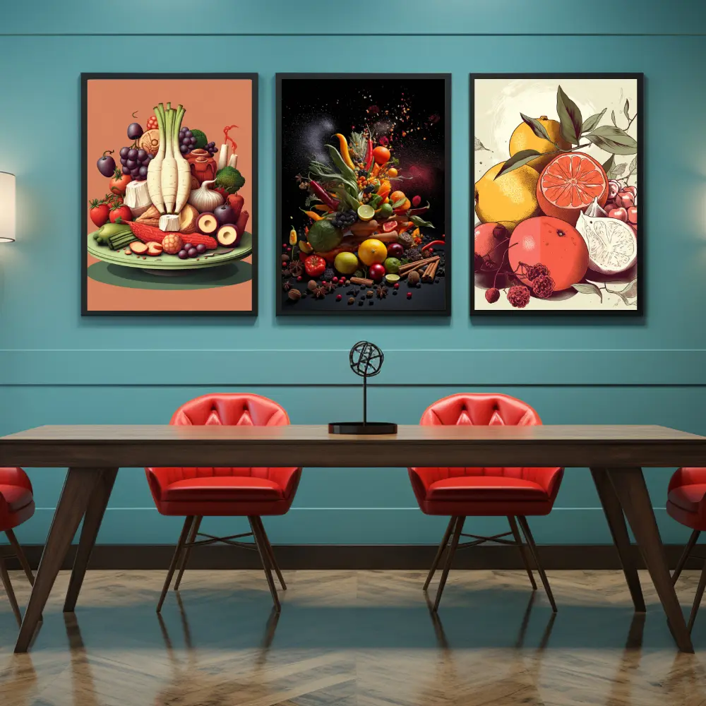 Set of 3 Modern Dinning Wall Art K12