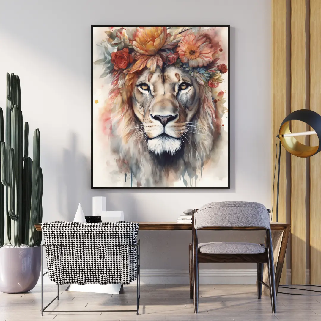 Lion with Colorful Hairs Wall Art