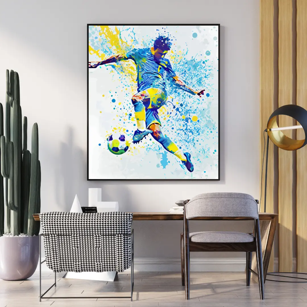 Soccer Player Flying Kick Wall Art