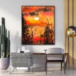 Beautiful Sunset Watercolor Wall Art