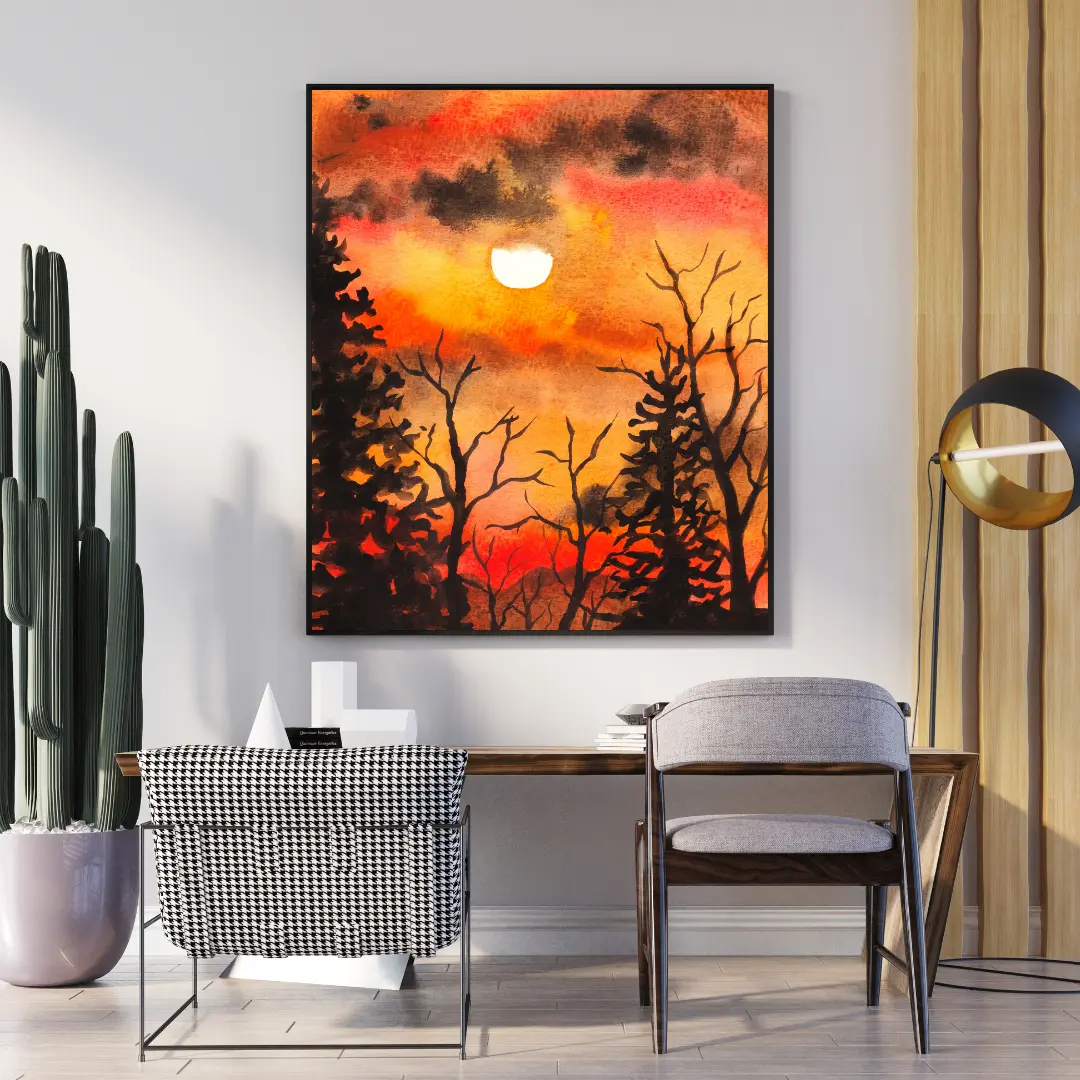 Beautiful Sunset Watercolor Wall Art