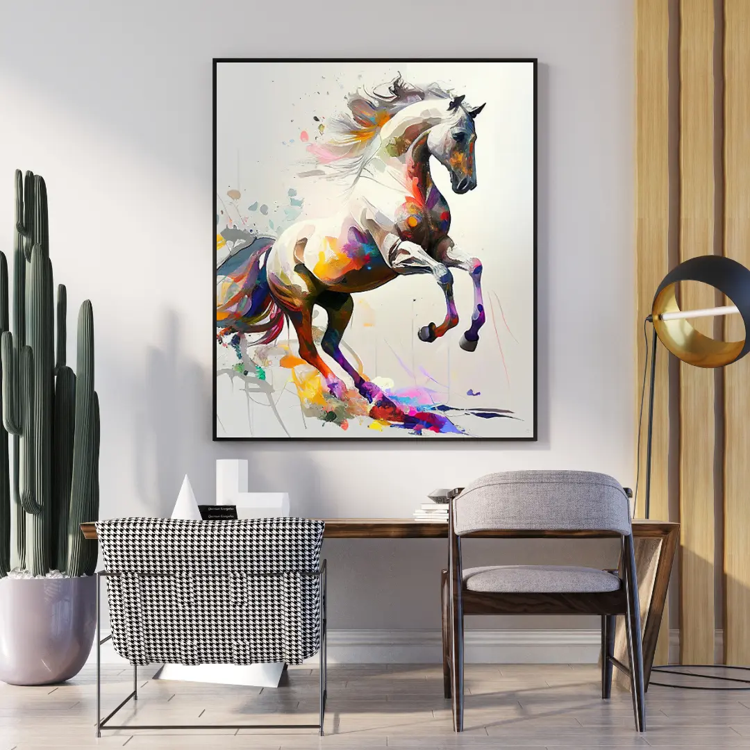Bright Colors Horse Running Wall Art