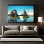 Island Floating Watercolor Modern Art