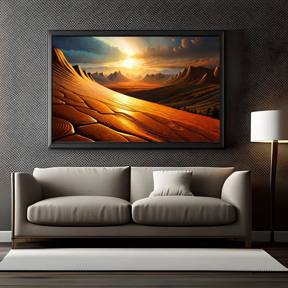 Desert Landscape with Mountains Sunset Modern Art