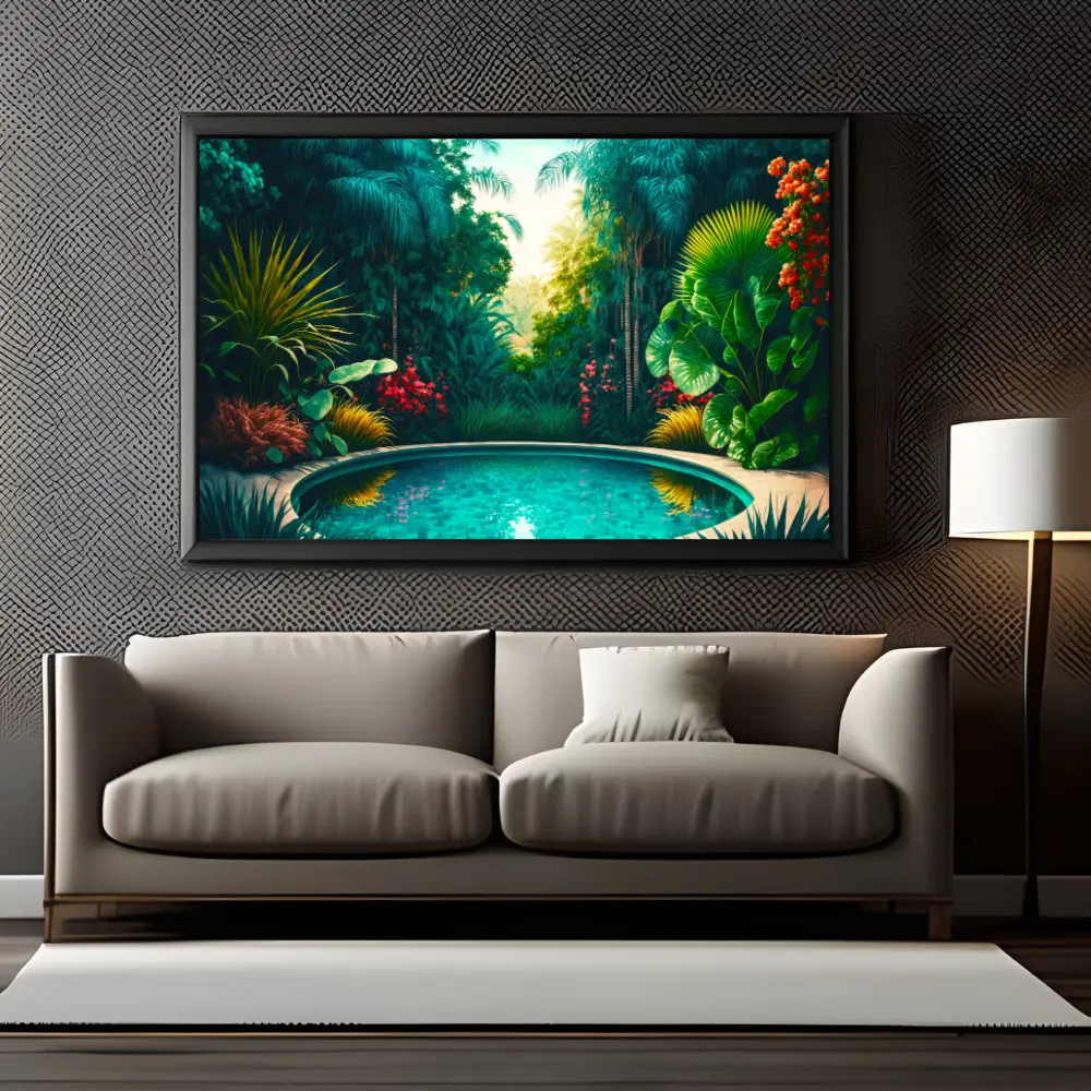 Swimming Pool background with Plant garden Modern Art