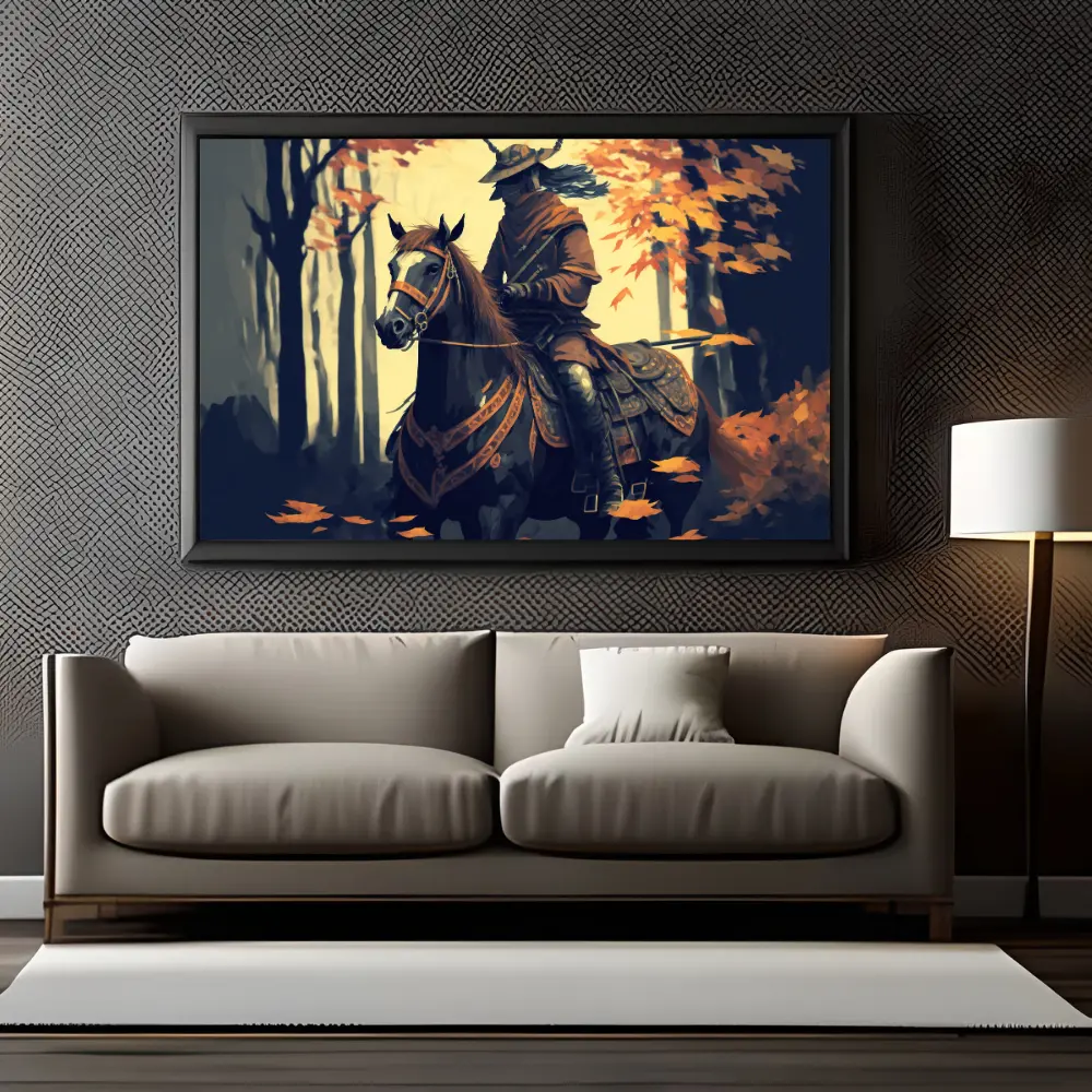Samurai Soldier Horse Riding Modern Art