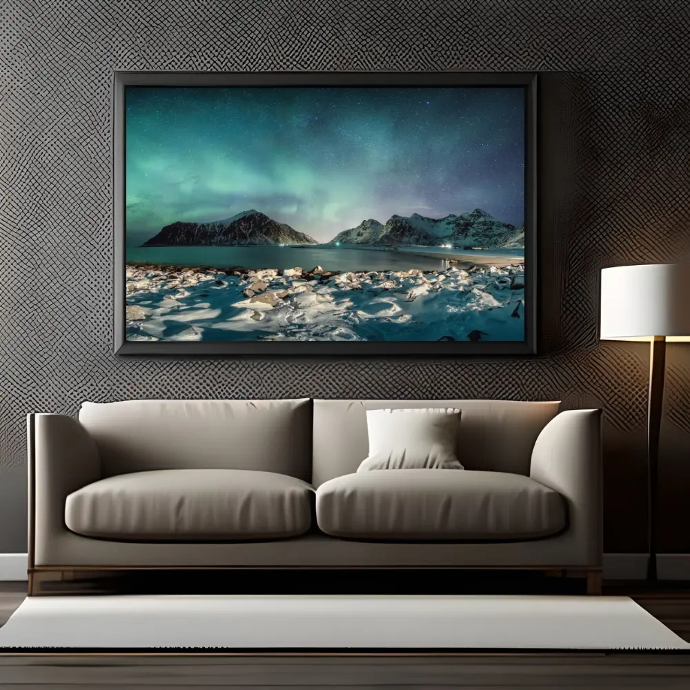 Stars Mountain Range with Snowy Modern Art