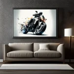 Biker with Motorbike With Amazing Colors Modern Art