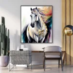 Flower Plants with horse wall art