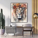 lion with colorful hairs wall art