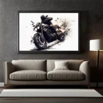 Black Fired Bike Modern Artwork