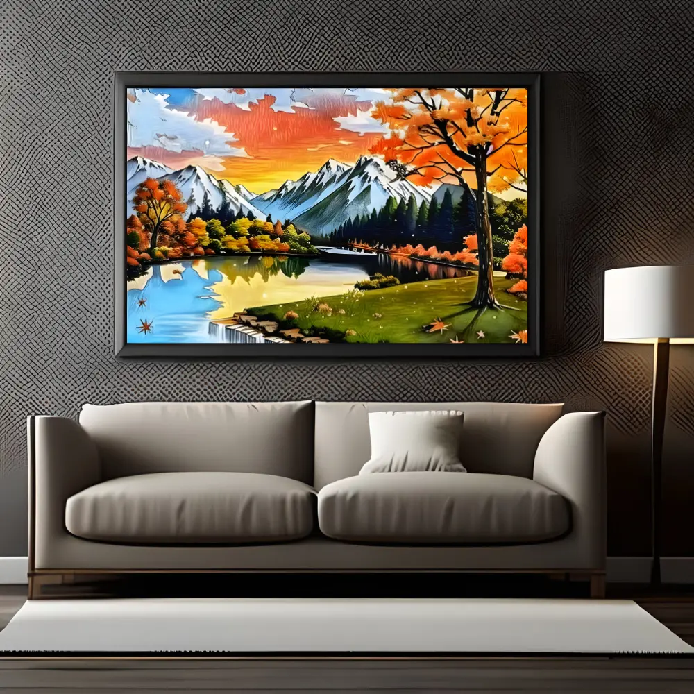 Colorful River with Forest Wall Art.