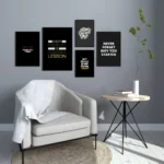 Motivational Quotes Wall Art 5 Panels