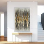 Elegant Grey and Gold Abstract Art