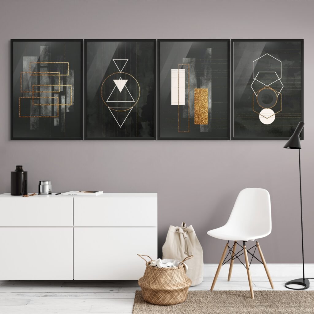 Transform Your Interior Design with Geometric Pattern Black Wall Art