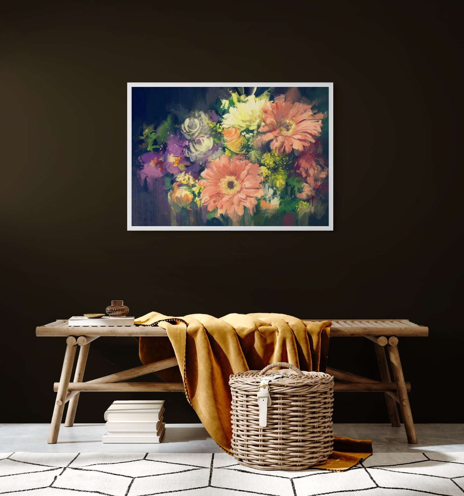 Experience the enchanting allure of bouquet flowers beautifully rendered in an oil painting style. Each piece captures the vibrant colors and delicate forms of nature, offering a timeless appeal that adds sophistication to any space.