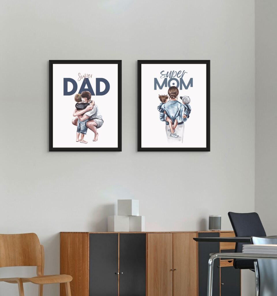 Celebrate Parenthood with Our Super Mom and Dad Quote Set Wall Art