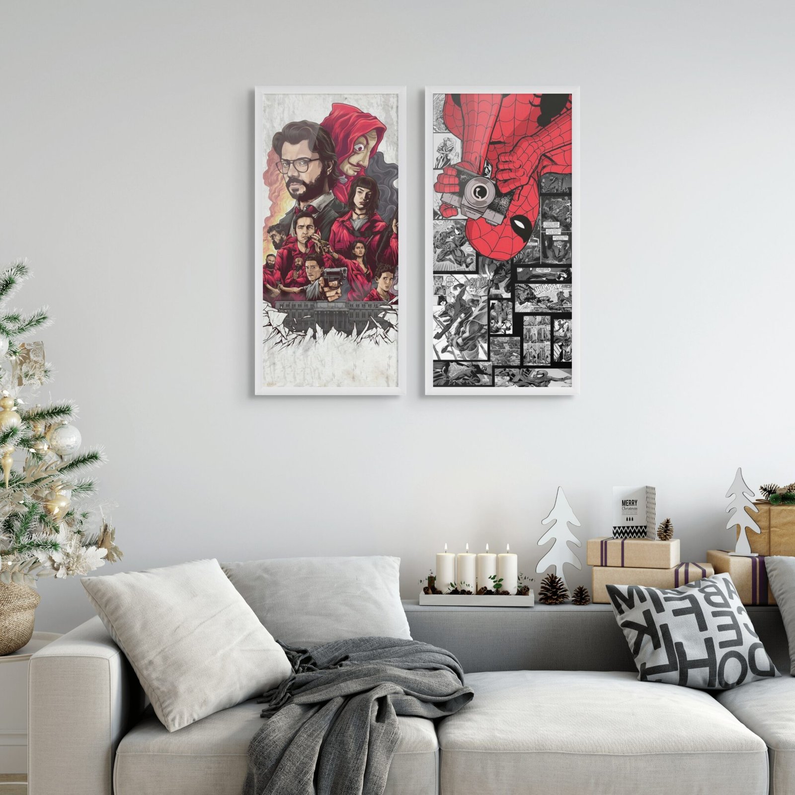 Exploring Iconic Poster Art: Spider-Man and Money Heist Cast Wall Art